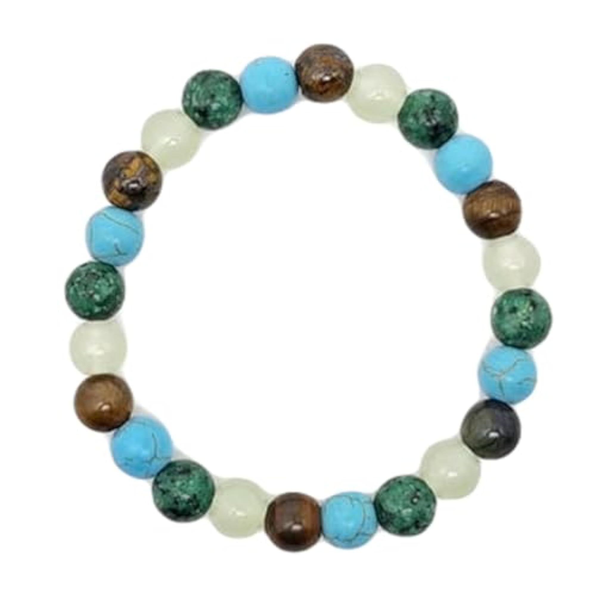 Unisex Natural Ruby Zoisite & Turquoise Stretchable Bracelet